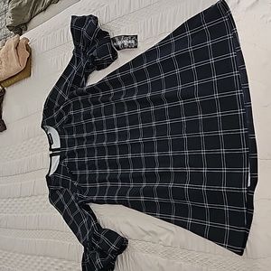 Navy Blue Ivory Crepe Dress with Stretch Size XL NEW